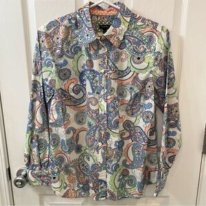 Talbots Classic 100% Cotton Shirt- Festive Floral Paisley- NWOT! Size small